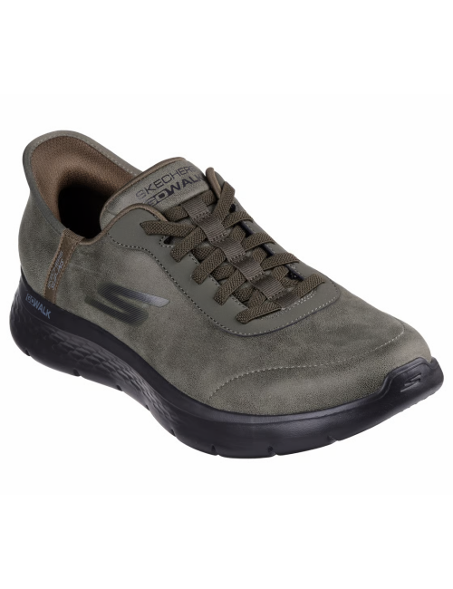 skechers slip ins hombre verde kaki piel